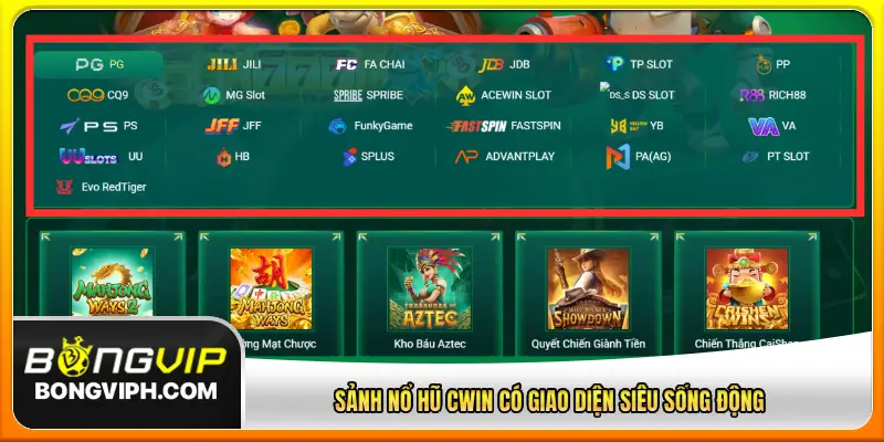 Sảnh nổ hũ CWIN có giao diện siêu sống động